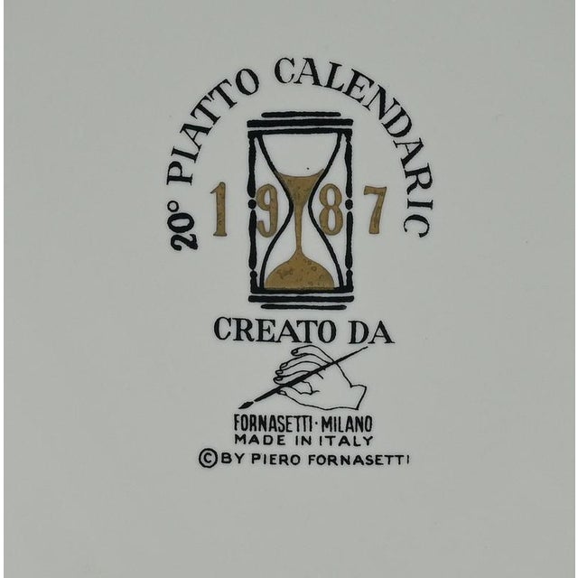 Vintage Happy Calendario Plate by Piero Fornasetti, Italy, 1987 For Sale - Image 4 of 5