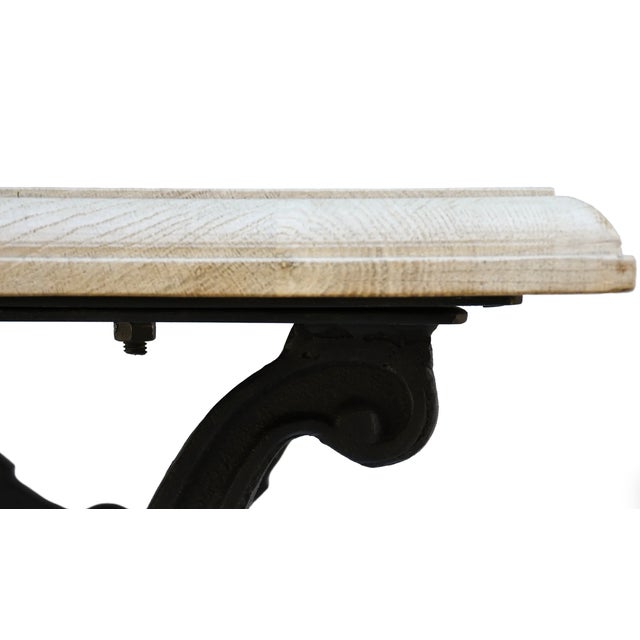 Matthew Izzo Home Avignon Lightly Distressed Whitewashed Oak and Cast Iron Bistro Table - Rectangular For Sale In New York - Image 6 of 9