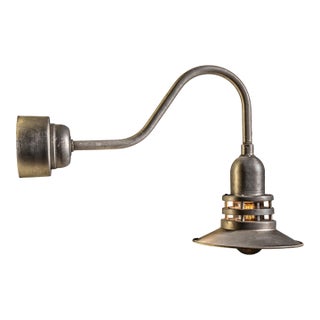 Vintage Atomic Age Industrial Wall Lamp With Glass Shade For Sale