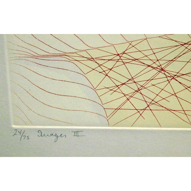 1980s Guillaume Azoulay "Lmage Iii" Red Etching Paper Hand Signed For Sale - Image 4 of 5
