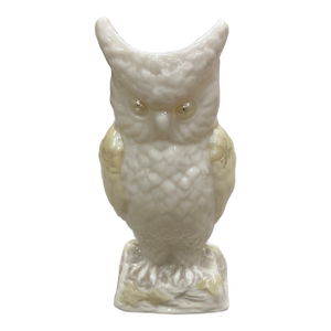 Vintage Belleek Porcelain Owl Vase