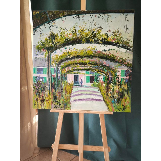 Early 21st Century Linda Clerget, Floral Stroll, Oil on Canvas For Sale - Image 5 of 7