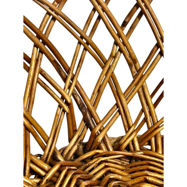 Mid 20th Century Vintage French Provincial Round Wicker Open Work Basket Bowl For Sale - Image 5 of 6