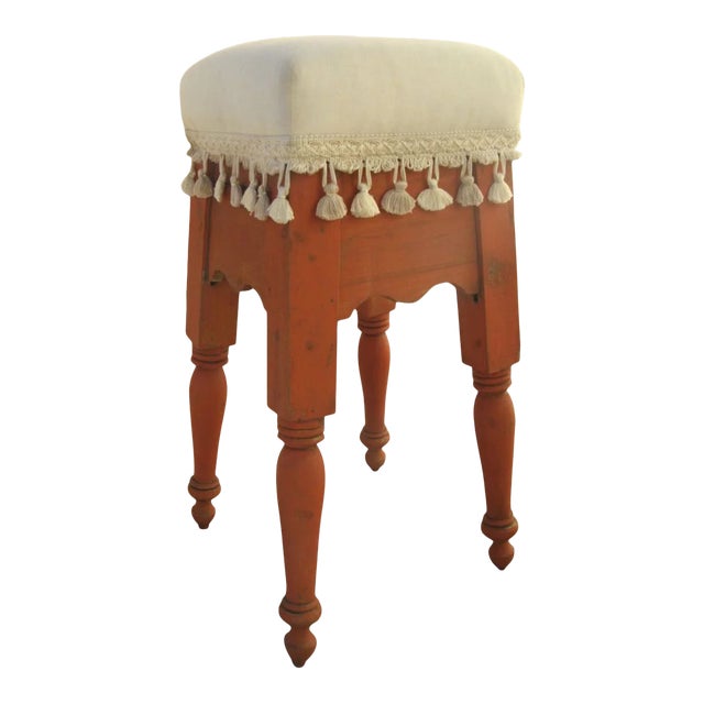 English Turned Leg Painted Tall Stool For Sale