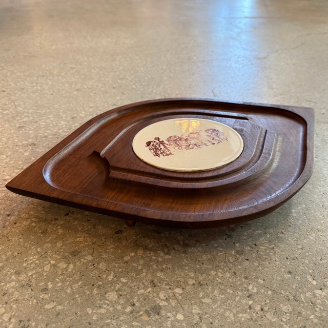 This distinctive Scandinavian Modern serving platter is by iconic Danish artist Bjørn Wiinblad for Nymølle. The platter...