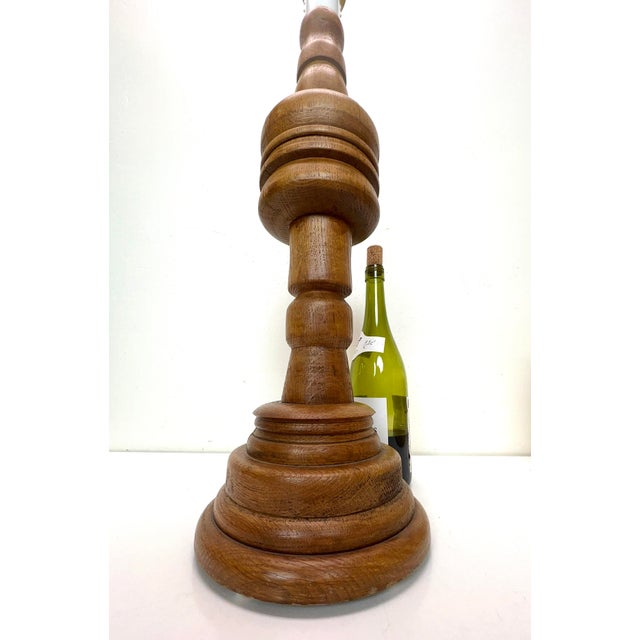Mid-Century Modern Large Turned Oak Table Lamp, 1960s For Sale - Image 3 of 18