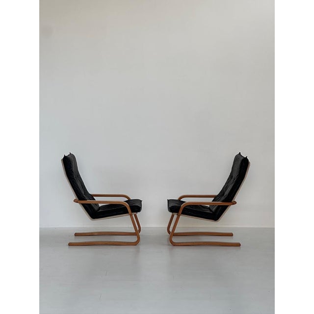 Vintage Leather Armchairs and Pouf, 1970s, Set of 3 For Sale - Image 10 of 18