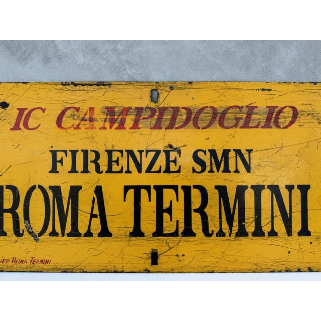 Metal Vintage Italian Double-Sided Metal Train Route Sign: Roma Termini to Firenze SMN, 1970s For Sale - Image 7 of 17
