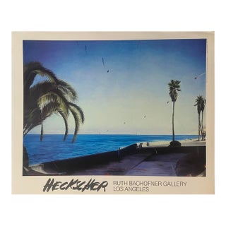 1980s Malibu, Santa Monica, California Beach, Palm Tree Poster by Heckslher For Sale