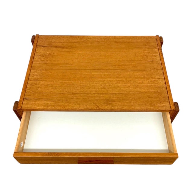 Vintage Danish Modern Rolling Side Table With Drawer and Lower Shelf For Sale - Image 11 of 11