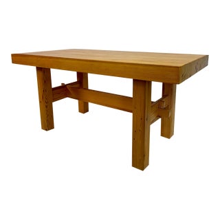 Swedish Chunky Pine Dining Table, 1970s For Sale