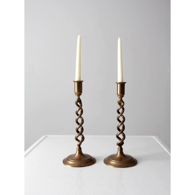 Vintage Brass Spiral Candle Holder Pair Chairish