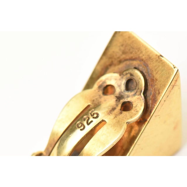 Gold Custom Vermeil Over Sterling Silver Sculptural Clip on Earrings Pair Of For Sale - Image 8 of 8