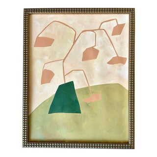 2025 "Arciere" Contemporary Abstract Botanical Painting on Cotton Paper by Artist r.k. Red For Sale