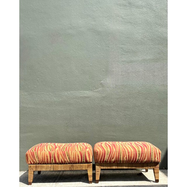 Vintage McGuire Wrapped Rattan Ottomans - A Pair For Sale - Image 9 of 12