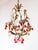 1960s Small Italian Chandelier in Gilt Metal with Leaves and Red Drops, 1960s For Sale - Image 5 of 8