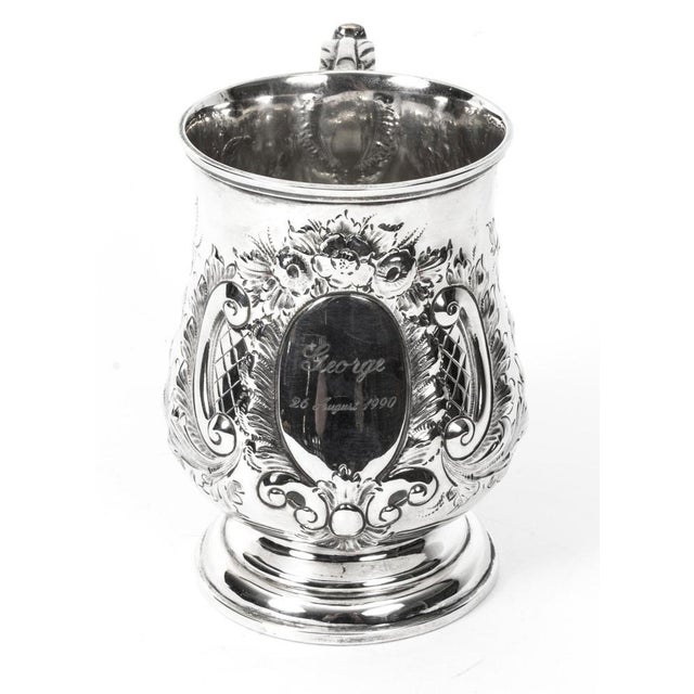 Victorian Silver Plated Embossed and Engraved Mug, 19th Century For Sale - Image 6 of 15