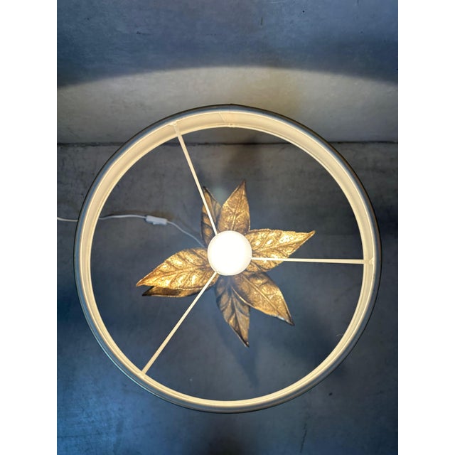 Metal Vintage Hollywood Regency Palm Table Lamp, 1970s For Sale - Image 7 of 11