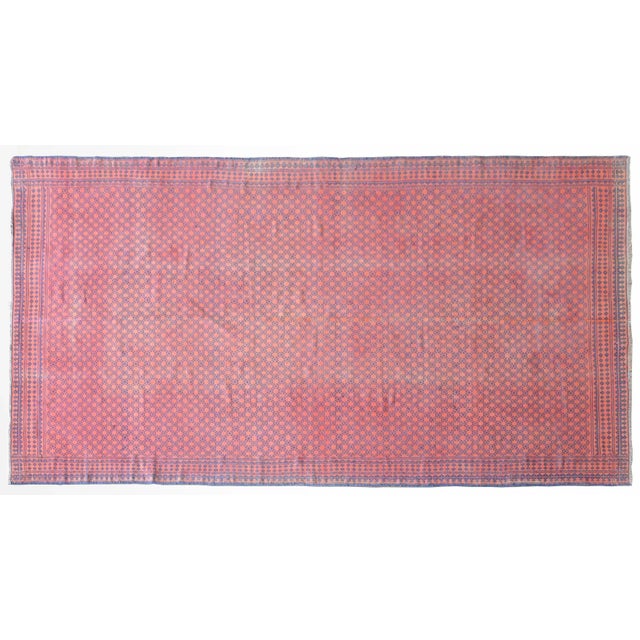 Shabby Chic Mid 20th Century Vintage Reversible Saveh Kilim Rug For Sale - Image 3 of 12