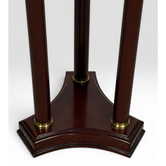 Vintage the Bombay Company Traditional Gold Brass Accent Green Marble Top Mahogany Plant Stand Pedestal For Sale In Portland, ME - Image 6 of 10