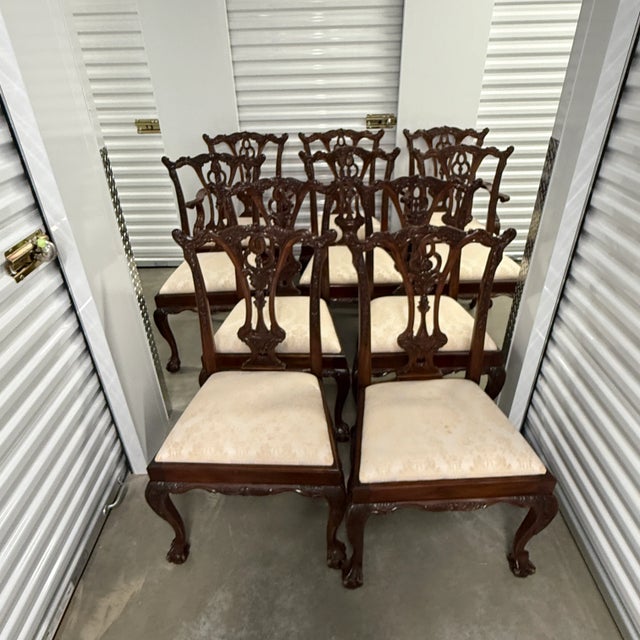 1960s Set of 10 Ball and Claw Chippendale Dining Chairs For Sale - Image 9 of 15