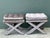 Late 20th Century Vintage Tufted Velvet X Benches - A Pair For Sale - Image 5 of 12