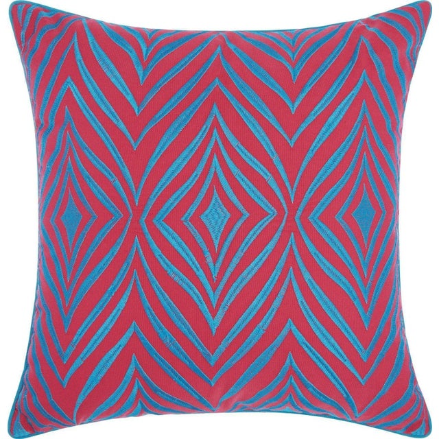 Mina Victory by Nourison Embroidered Chevron Coral Pillow For Sale In Philadelphia - Image 6 of 6