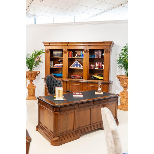 Italian Italian Walnut Executive Desk With Leather Top For Sale - Image 3 of 3