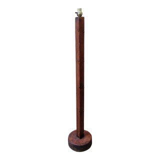 Vintage 1930s Primitive Mission Arts and Crafts Wood Floor Lamp For Sale