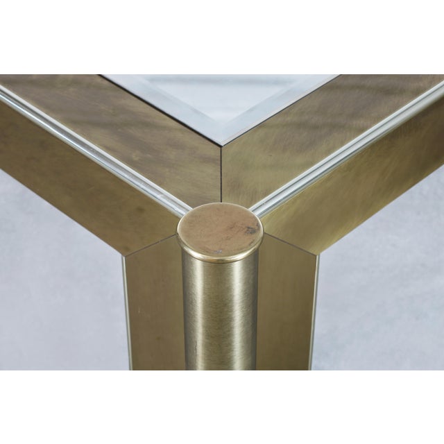 Wood Vintage Brass and Glass Coffee Table Attributed to Mastercraft For Sale - Image 7 of 14