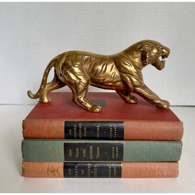 Vintage Solid Brass Tiger Sculpture Hollywood Regency Animal Figure For Sale - Image 4 of 8