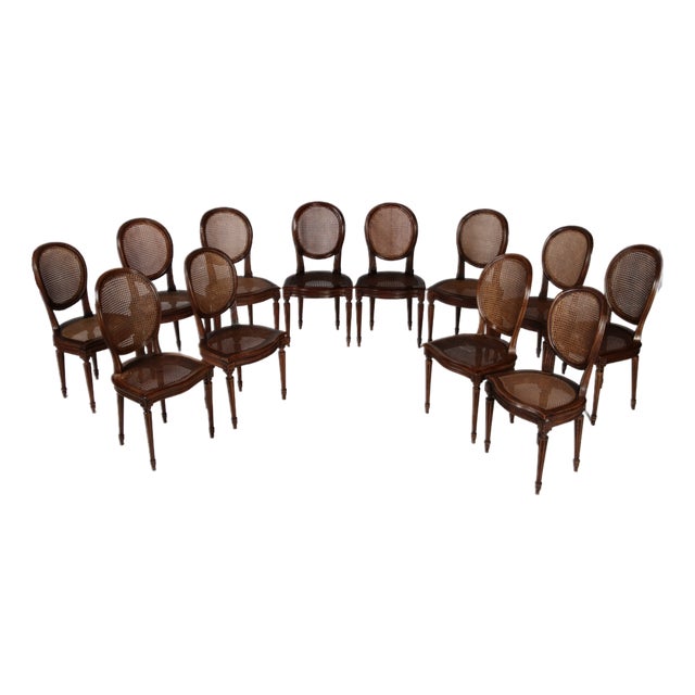 Antique Louis XVI Chairs with Viennese Caning, 1880, Set of 12 For Sale