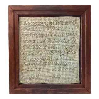 Antique Hand Done Needlework Sampler For Sale