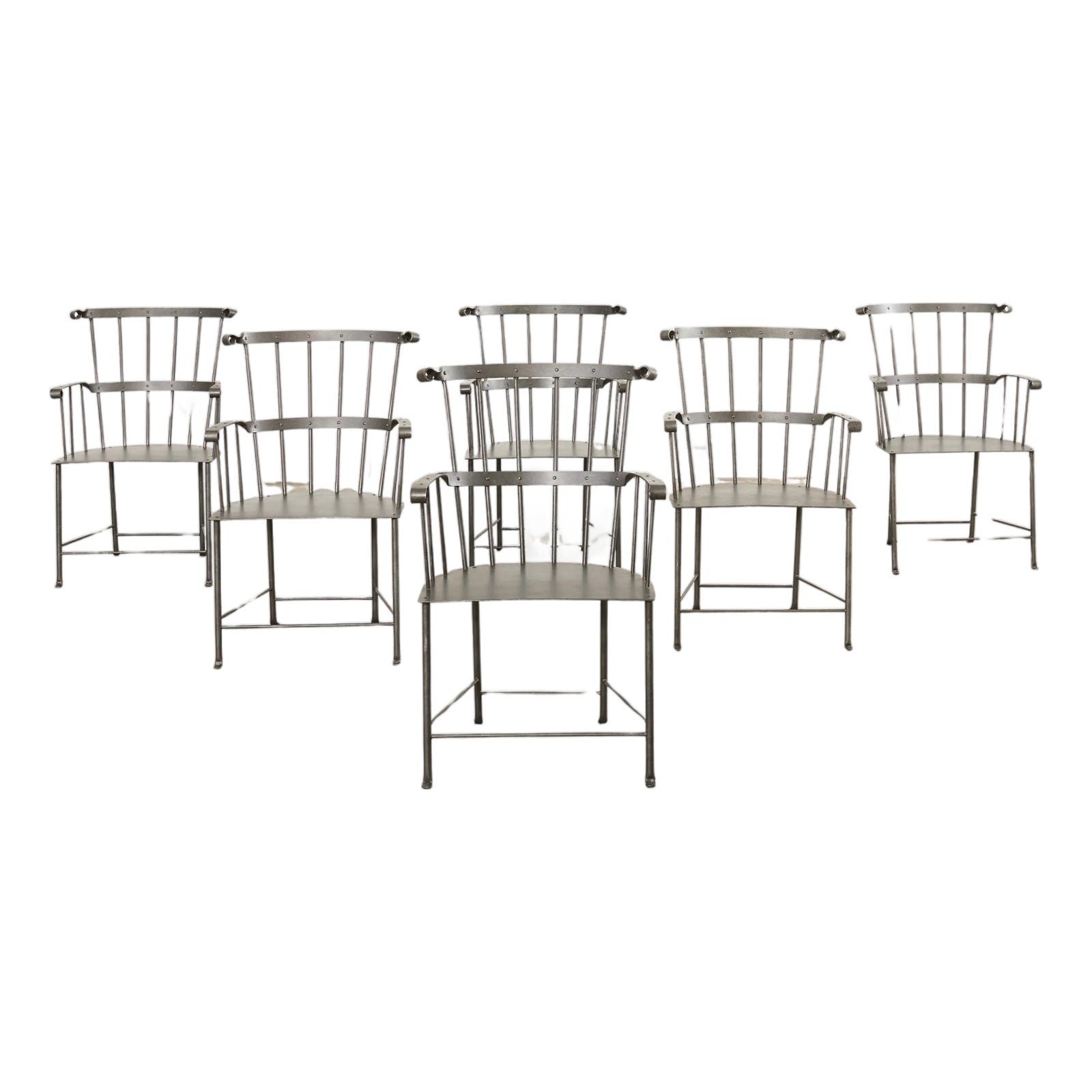 Set of Six Iron Windsor Chairs by Munder Skiles Chairish