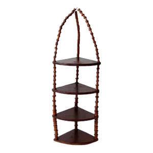 Antique Folk Art Spool Corner Shelf