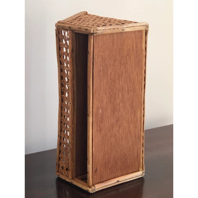 Vintage Mid-20th Century Wood & Cane Desk Organizer For Sale - Image 10 of 12