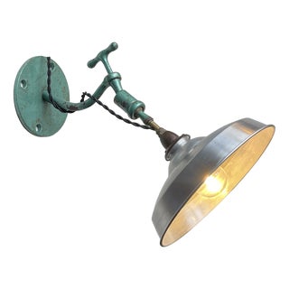 Scandinavian Industrial Green Wall Lamp, 1950s For Sale