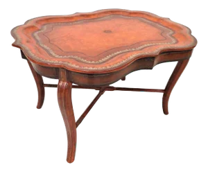English Regency Style Leather Butlers Tray Coffee Table