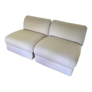 1980s Vintage Upholstered Modular Sofa Chairs - a Pair For Sale