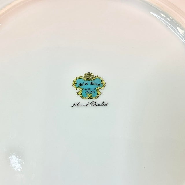 1950s Vintage Boho Chic Japanese Eclectic Victorian China Luncheon Plates - Set of 4, Meito China For Sale - Image 9 of 11