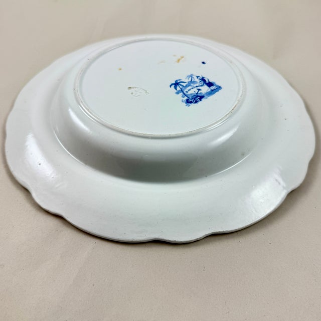 Early Davenport Blue & White Transferware Soup Plates, Set of Four For Sale - Image 11 of 14