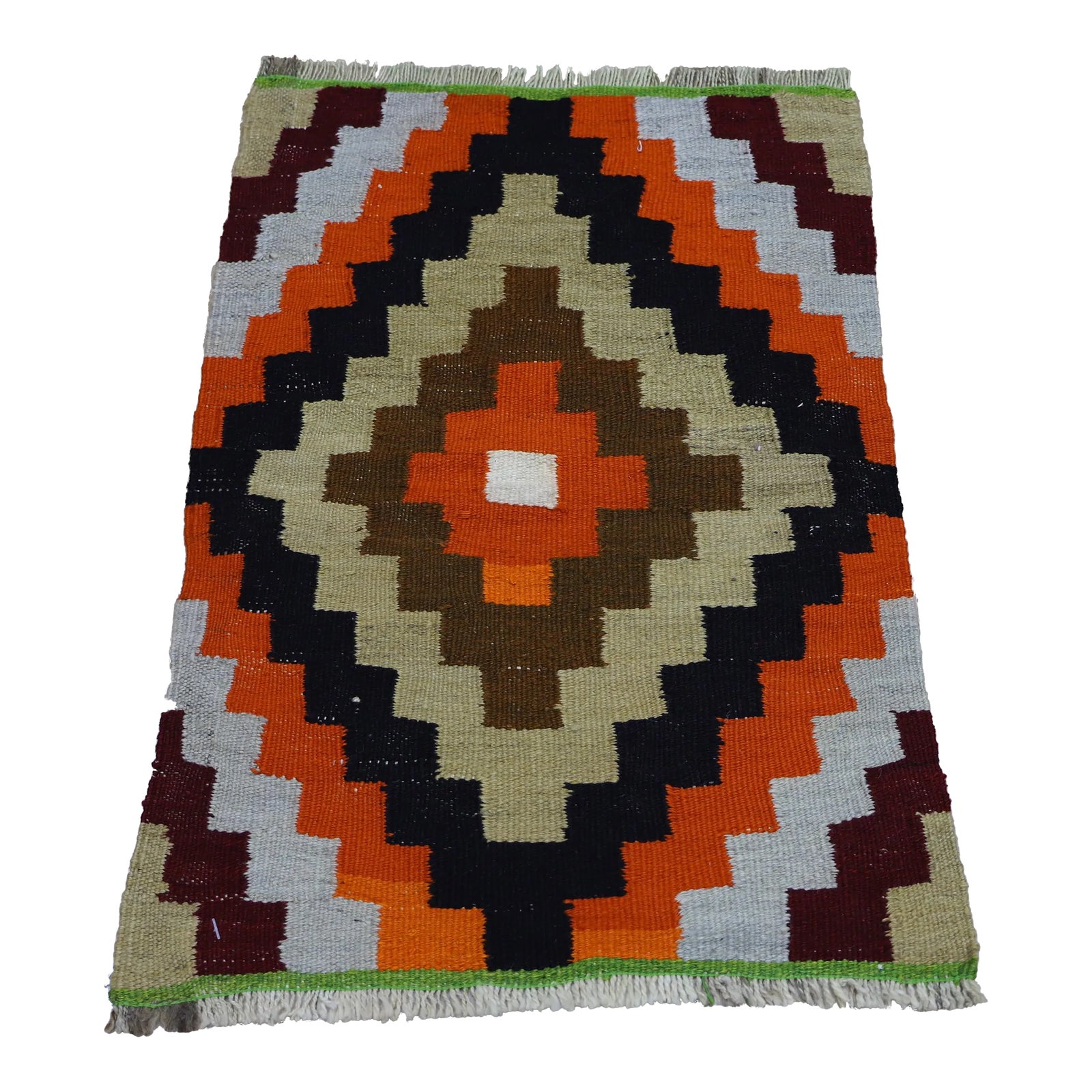 1980s Tribal Orange Small Kilim Rug | Chairish