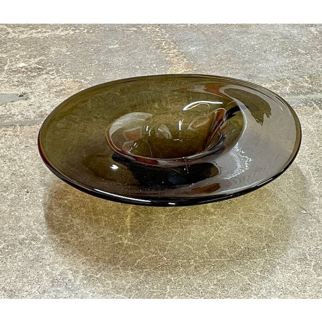 Large Sculptural Vintage Art Glass Vessel in Smoky Topaz | Attributed to Kosta Boda For Sale In Atlanta - Image 6 of 10