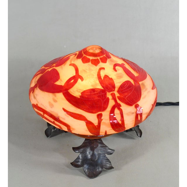 French Art Deco Cameo Night Lamp by Le Verre Francais Schneider - 1920s France For Sale - Image 6 of 13