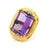 Metal Italian 14k Gold Emerald-Cut Amethyst & Diamond Cocktail Ring, Circa 1980, Size 7.25 For Sale - Image 7 of 14