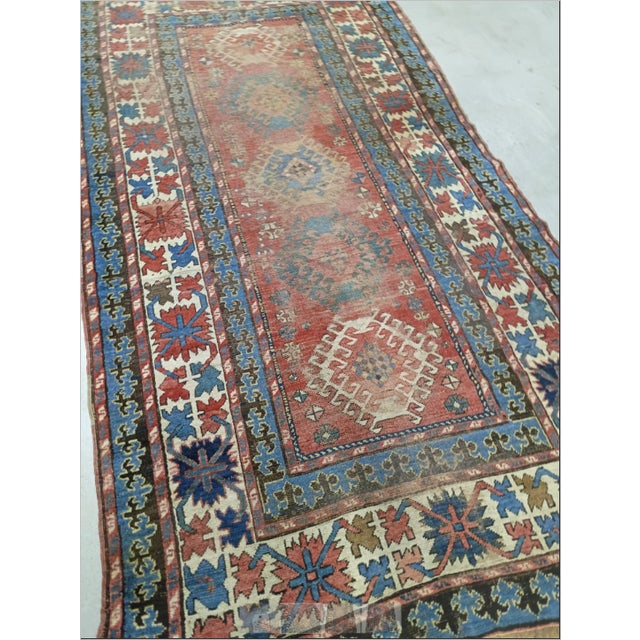 Red Distressed Antique Hand-Knotted Caucasian Gallery Rug. 4'7'x 8'10". For Sale - Image 8 of 18