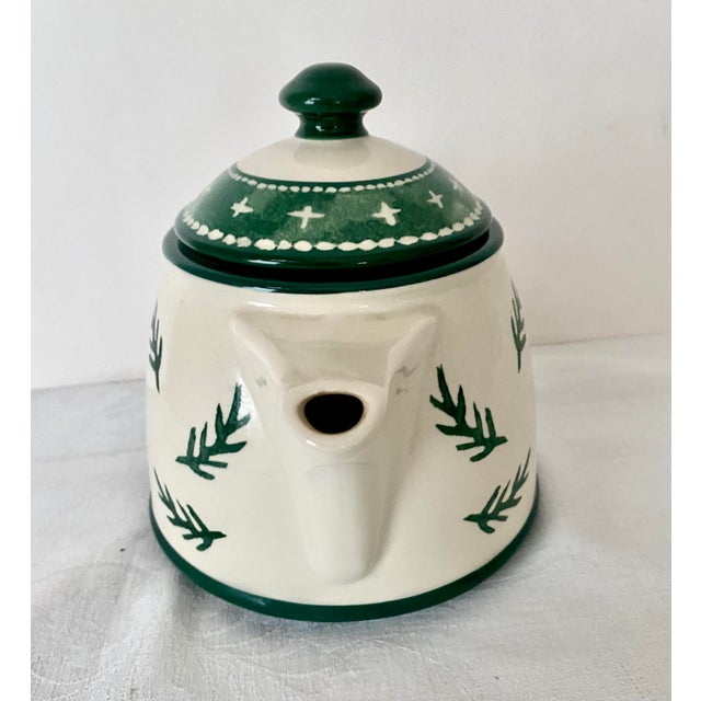 Traditional Vintage Dansk Nordic Knits Green Ceramic Teapot With Lid Excellent Condition For Sale - Image 3 of 13