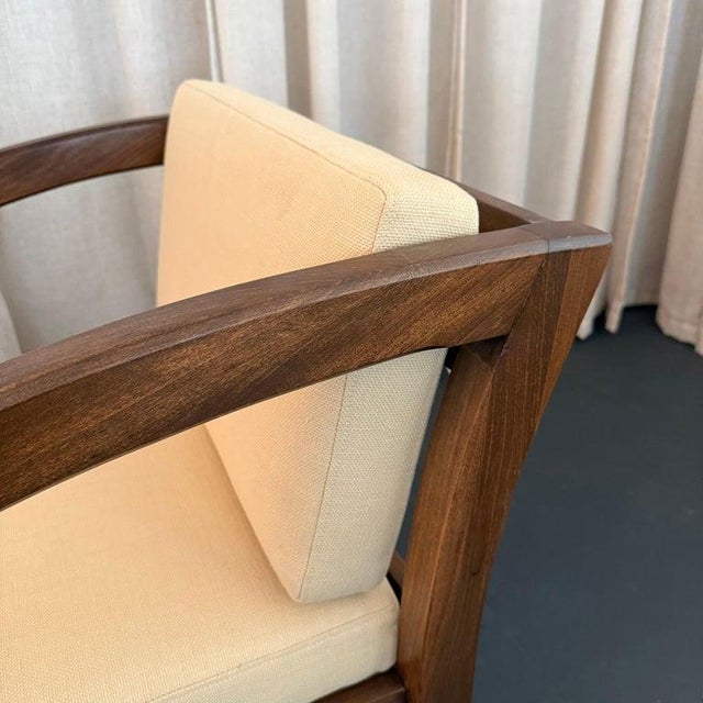 Beige 1930s Art Deco "D" Oak Armchair by Modernage Furniture After Paul Frankl For Sale - Image 8 of 9