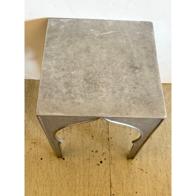 Metal Square Cast Aluminum Side End Table With Moroccan Vibe For Sale - Image 7 of 7