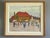 MARKET DAY IN THE SQUARE Size: 19.9 x 23 inches(including frame) Oil on board A charming mid-century Naïve style street...
